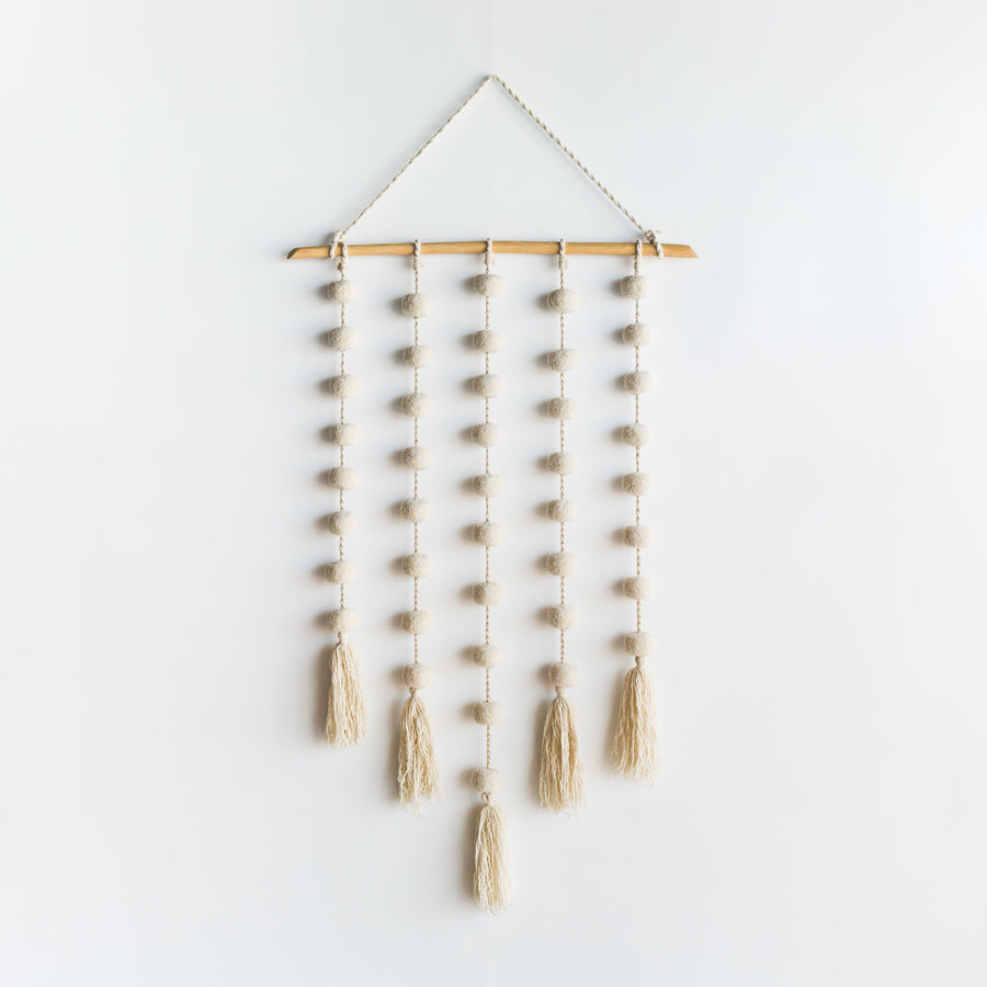 White Pompon Wall Hanging