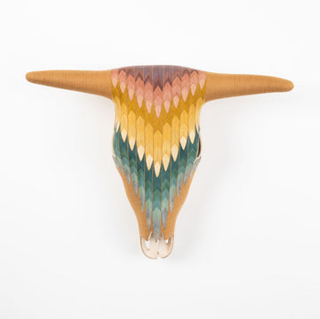 Ceramic Skull - Oaxaca Collection - Tropical Feathers