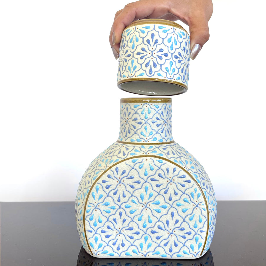 Hand painted Blue Carafe