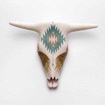 Ceramic Skull - Oaxaca Collection - Blue Medallion
